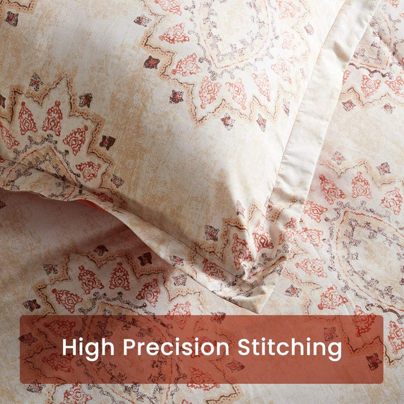 SLEEP ZONE Bedding Duvet Cover Sets Printed Damask Pattern 120gsm Ultra Soft Zipper Closure Corner TiesDamask Beige,Full/Queen (90 X 90 inch | 2 Pillow Shams) - Image 5